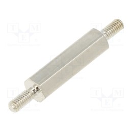 10 pcs x DREMEC - 412X18 - Screwed spacer sleeve, 18mm, Ext.thread: M2,5, hexagonal, brass
