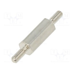 10 pcs x DREMEC - 411X10 - Screwed spacer sleeve, 10mm, Ext.thread: M2, hexagonal, brass