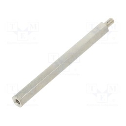 10 pcs x DREMEC - 216X75 - Screwed spacer sleeve, 75mm, Int.thread: M4, Ext.thread: M4, brass