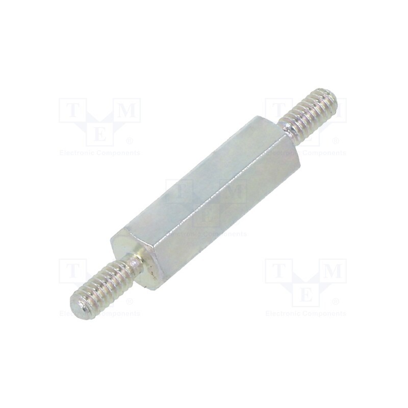 10 pcs x DREMEC - 421X12 - Screwed spacer sleeve, 12mm, Ext.thread: M2, hexagonal, steel