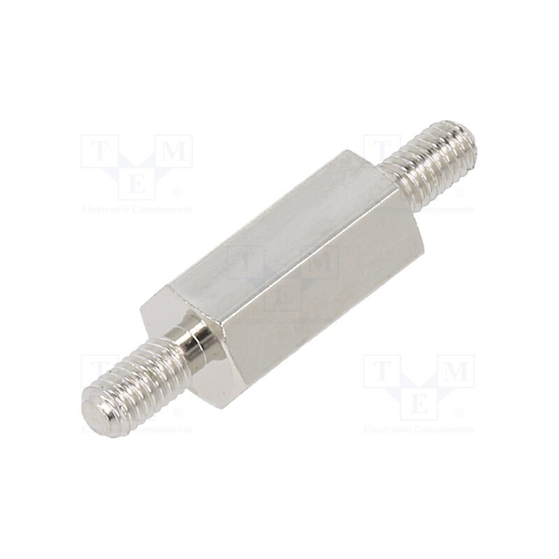 10 pcs x DREMEC - 415X12K - Screwed spacer sleeve, 12mm, Ext.thread: M3, hexagonal, brass