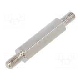 10 pcs x DREMEC - 413X18K - Screwed spacer sleeve, 18mm, Ext.thread: M3, hexagonal, brass