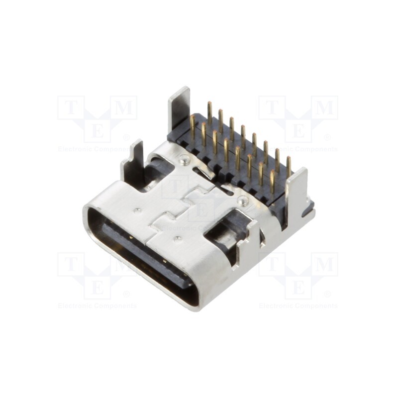 2 pcs x Global Connector Technology (GCT) - USB4085-GF-A - Socket, USB C, THT, PIN: 16, horizontal, 5A, 48VDC