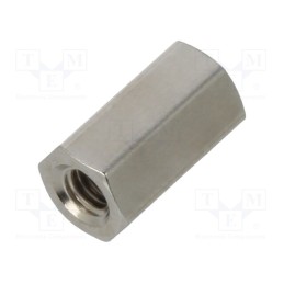 10 pcs x DREMEC - 114X10 - Screwed spacer sleeve, 10mm, Int.thread: M3, hexagonal, brass