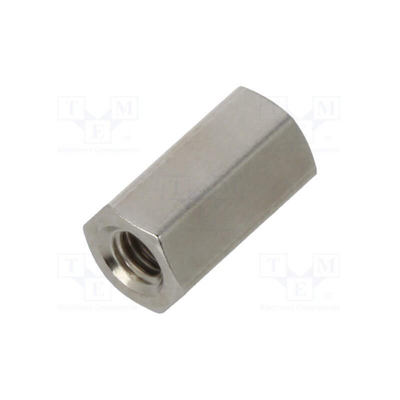 10 pcs x DREMEC - 114X10 - Screwed spacer sleeve, 10mm, Int.thread: M3, hexagonal, brass