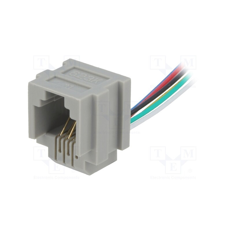 2 pcs x CONNFLY - DS1133-04-S60A150 - Socket, RJ12, 150mm, PIN: 6, with panel stop blockade,with leads