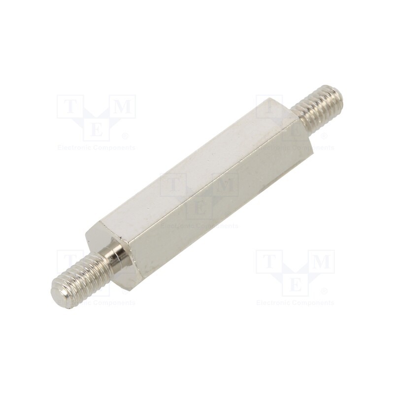 10 pcs x DREMEC - 415X20K - Screwed spacer sleeve, 20mm, Ext.thread: M3, hexagonal, brass