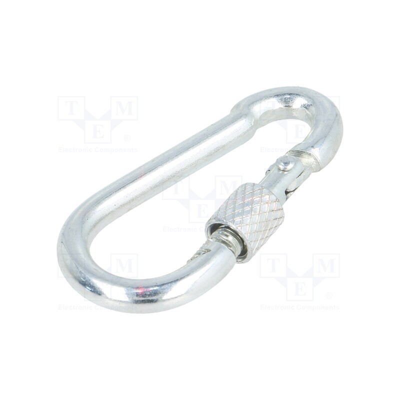 10 pcs x DROMET - KSZ.5.50 - Carabiner, steel, for rope, L: 50mm, zinc, 5mm, with protection
