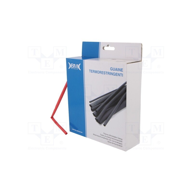 1 rol x BM GROUP - GBS048MRO - Heat shrink sleeve, glueless, 2: 1, 4.8mm, L: 10m, polyolefine