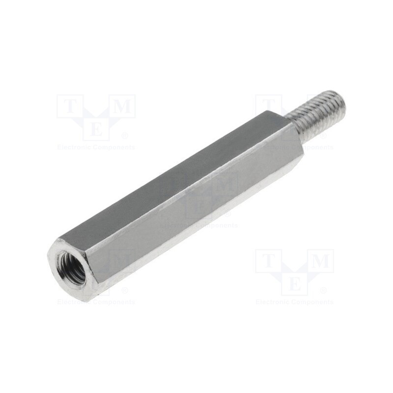 10 pcs x DREMEC - 213X25 - Screwed spacer sleeve, 25mm, Int.thread: M3, Ext.thread: M3, brass