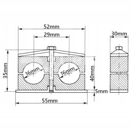 5x double clamp 16mm, mounting of hydraulic lines