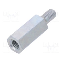 10 pcs x DREMEC - 226X15 - Screwed spacer sleeve, 15mm, Int.thread: M4, Ext.thread: M4, steel