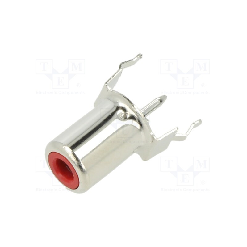 2 pcs x CLIFF - PHS-7A RED - Socket, RCA, female, straight, THT, nickel plated, Marker: red