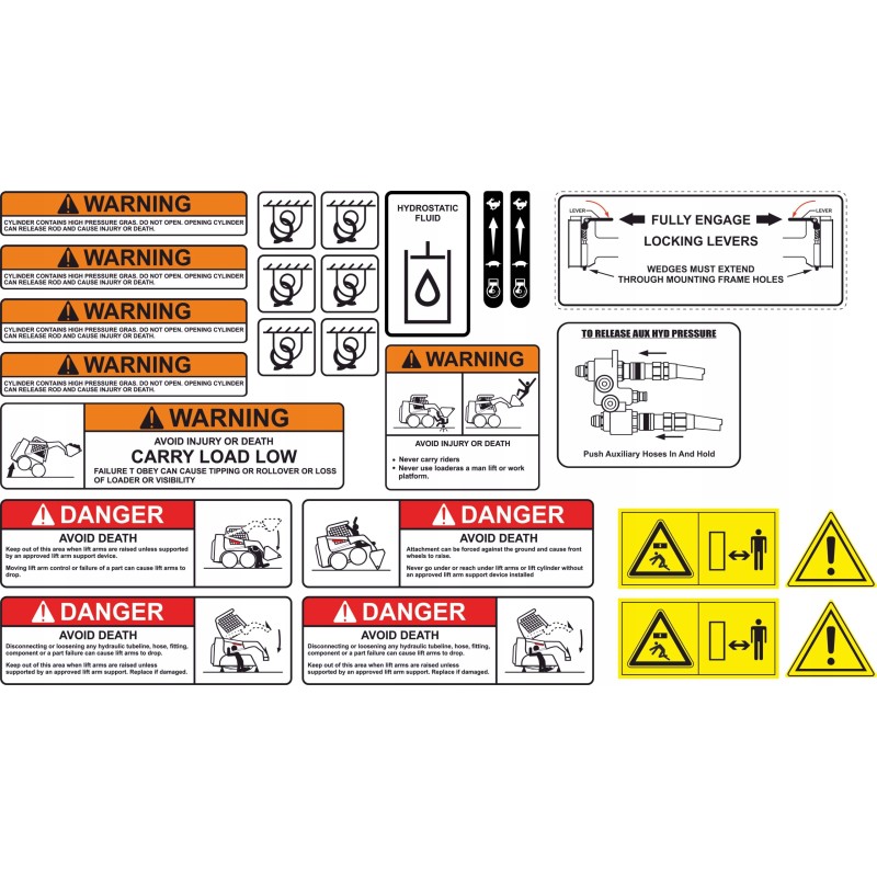 Bobcat loader warning pictograms stickers