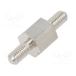 10 pcs x DREMEC - 415X06K - Screwed spacer sleeve, 6mm, Ext.thread: M3, hexagonal, brass