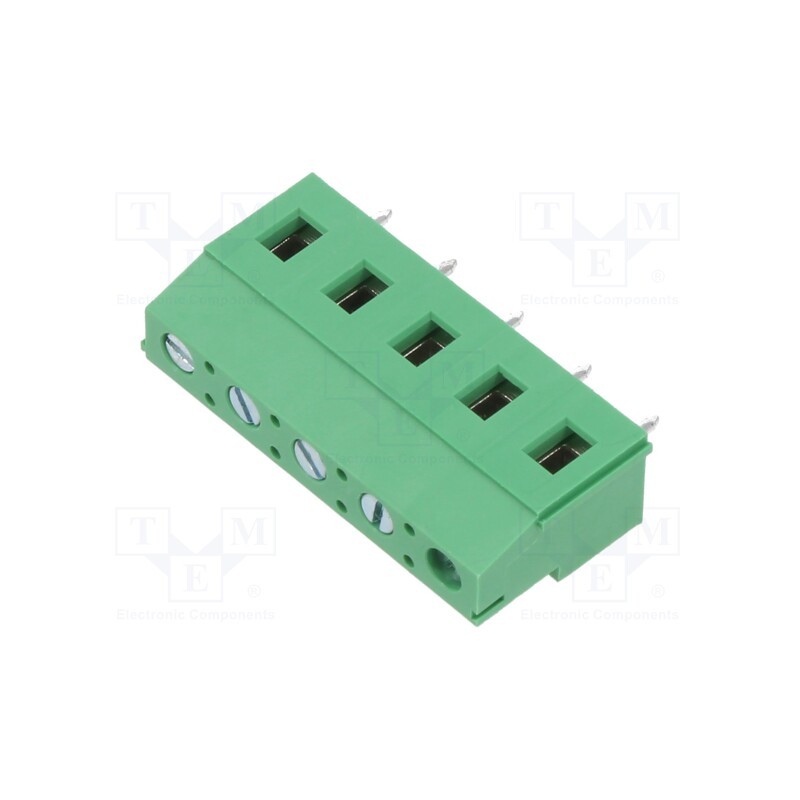 2 pcs x ADAM TECH - EB147A-05-M - PCB terminal block, Contacts ph: 7.5mm, ways: 5, angled 90°, green