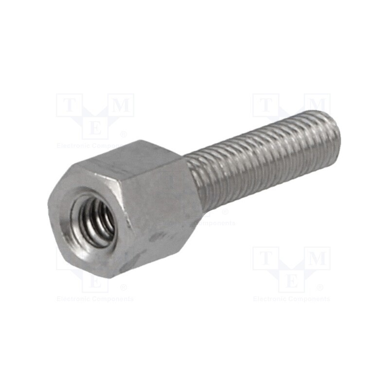 10 pcs x DREMEC - 2103X05/12 - Screwed spacer sleeve, 5mm, Int.thread: UNC4-40, Ext.thread: M3