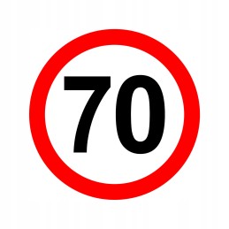Sticker speed limit 70 km sign 16 cm wide