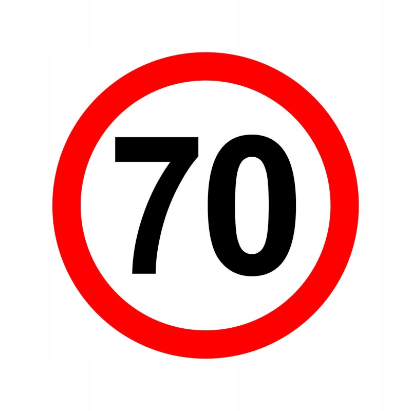 Sticker speed limit 70 km sign 16 cm wide