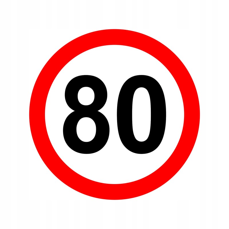 Sticker speed limit 80km sign diameter 20 cm