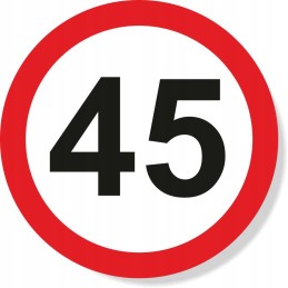 Sticker speed limit 45km sign 16 cm