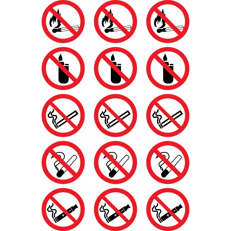 Information prohibition stickers 5 5 cm, occupational health and safety pictograms