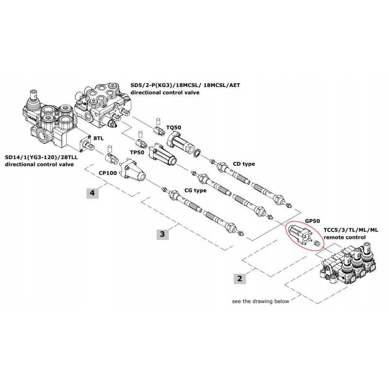 Walvoil lever assembly kit type gp50 hiab 98