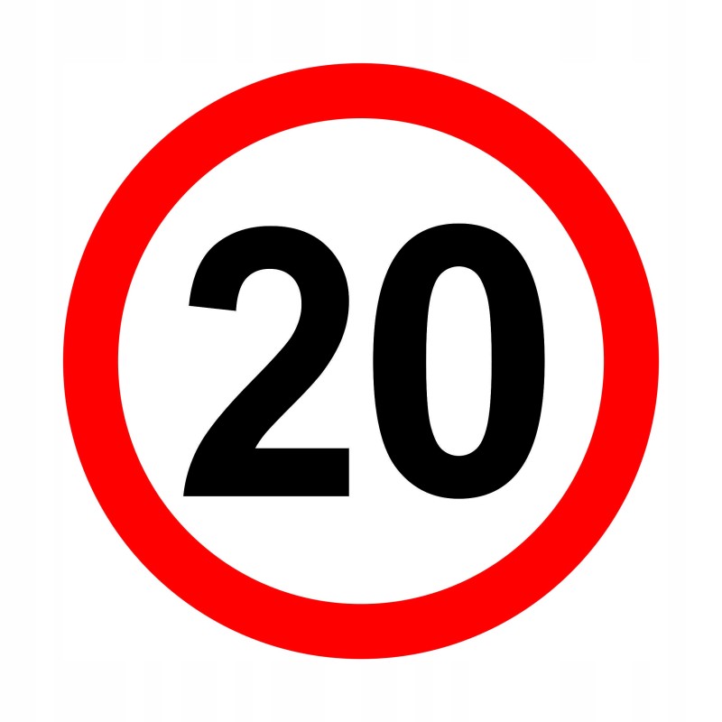 Sticker speed limit 20km sign 12 cm wide