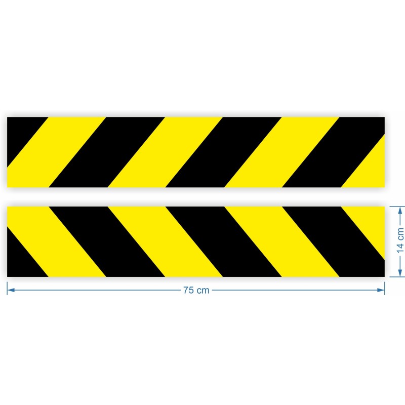 Reflective warning stripes stickers 14x75cm