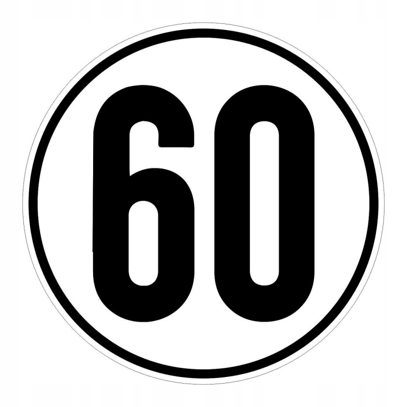 Sticker speed limit 60 km, sign sr12 cm