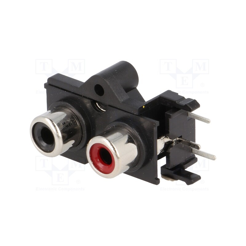 2 pcs x CLIFF - PHS-10B - Socket, RCA, female, double, angled 90°, THT, nickel plated