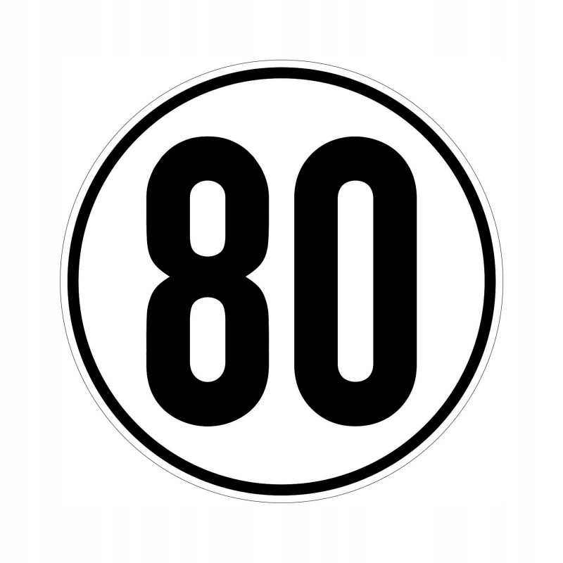 Sticker speed limit 80 km sign diameter 20 cm