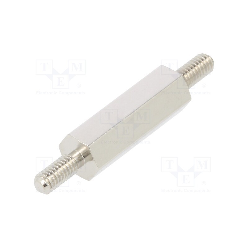 10 pcs x DREMEC - 412X15 - Screwed spacer sleeve, 15mm, Ext.thread: M2,5, hexagonal, brass