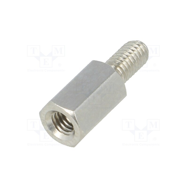 10 pcs x DREMEC - 213X08K - Screwed spacer sleeve, 8mm, Int.thread: M3, Ext.thread: M3, brass