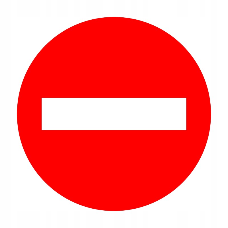Sticker no entry, no driving sign, size 16 cm