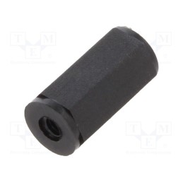10 pcs x DREMEC - 181X10 - Screwed spacer sleeve, hexagonal, polyamide, M2, L: 10mm, black