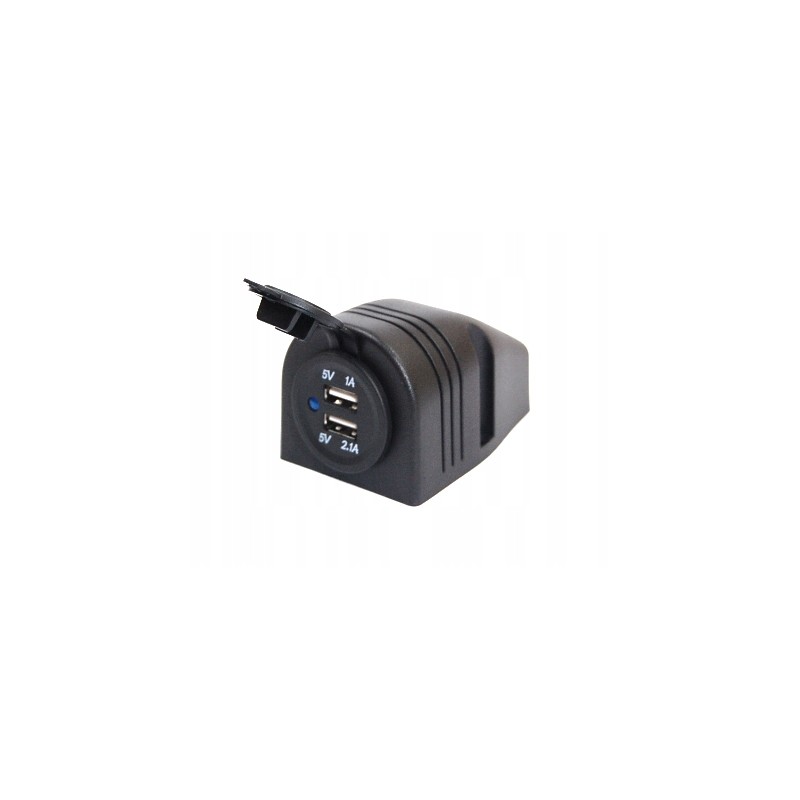USB socket, 2 side charging ports, black