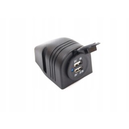 USB socket, 2 side charging ports, black