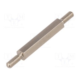 10 pcs x DREMEC - 413X25 - Screwed spacer sleeve, 25mm, Ext.thread: M3, hexagonal, brass
