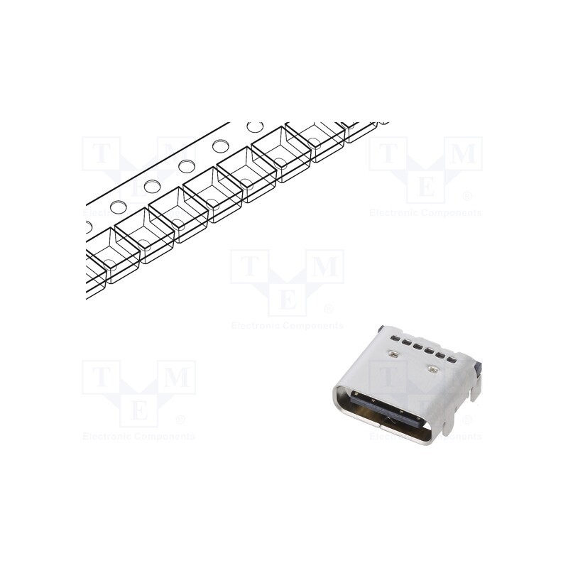 2 pcs x Global Connector Technology (GCT) - USB4080-03-A - Socket, USB C, SMT, PIN: 24, horizontal, top board mount, USB 3.2