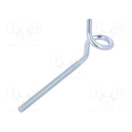 10 pcs x DROMET - HOH.6120 - Hook, ring, steel, zinc, Thread len: 75mm, Overall len: 120mm