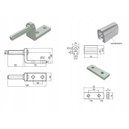 Aluminum sideboard hinge, fi 12 sets, for screwing