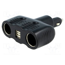 1 pcs x SCI - A13-123 - Cigarette lighter splitter, Inom: 10A, Sup.volt: 7÷12VDC, black