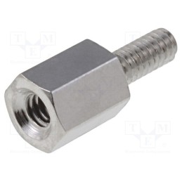 10 pcs x DREMEC - 211X05 - Screwed spacer sleeve, 5mm, Int.thread: M2, Ext.thread: M2, brass