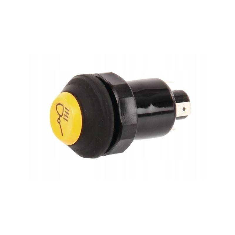 Push button switch for work lamps, round yellow