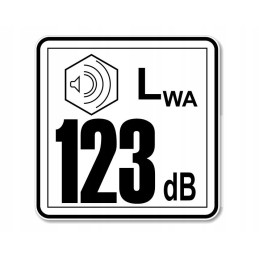 Lion sticker 123 dB marking the power of the noise level