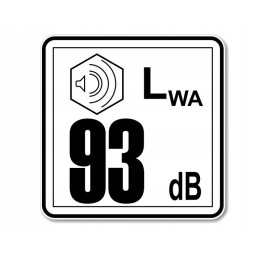 Lion sticker 93 dB marking the power of the noise level