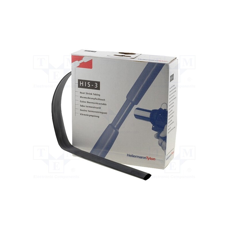 1 rol x HELLERMANNTYTON - 308-31800 - Heat shrink sleeve, glueless, 3: 1, 18mm, L: 4m, black, -50÷125°C