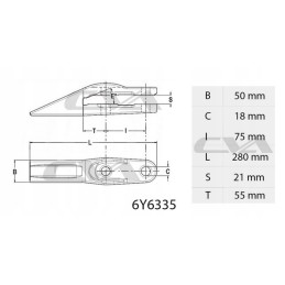 Bucket center tooth of the Cat Backhoe Loader bolt