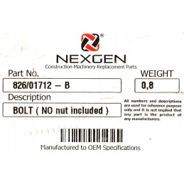JCB Nexen 826 01712 axle mounting screw